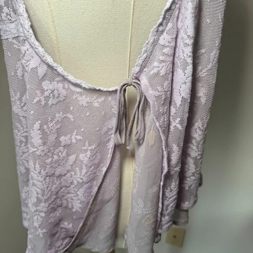 Free People Light Lavender Lacey Tank Top Blouse - Picture 6 of 11